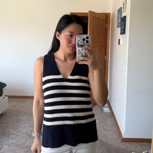 Gap Navy Striped Knit Sleeveless Top Size Small
